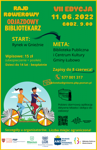 Plakat informacyjny o rajdzie rowerowym Odjazdowy Bibliotekarz